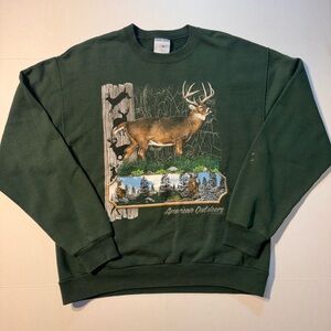 Vtg American Outdoors Whitetail Deer Nature Wilderness 90’s Crewneck Sweatshirt